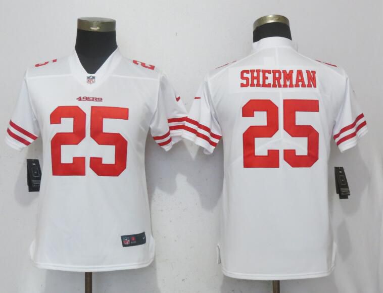 Women San Francisco 49ers 25 Sherman White Nike Vapor Untouchable Playe NFL Jerseys